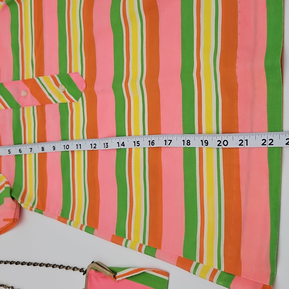 Little Miss Pink Orange Dress with Stripes Kids Girl Purse Chain Vintage 60s 70s - Picture 6 of 9